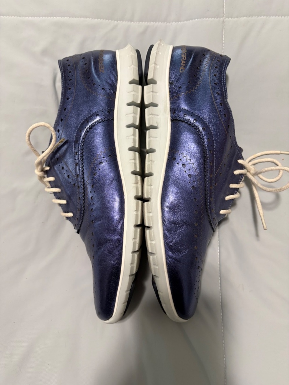 Cole Haan ZERØGRAND Metallic Blue Wingtip Oxfords Women’s 8.5 B - Picture 3 of 9